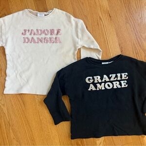 Zara Kids Long Sleeve Tees - Cream and Black